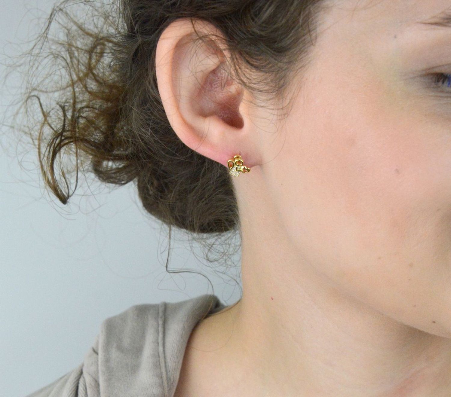 Srebrne pozłacane kolczyki Aniołki z cyrkoniami - SVLE0630XH2GOSR.webp