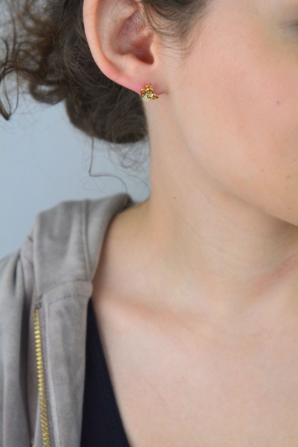 Srebrne pozłacane kolczyki Aniołki z cyrkoniami - SVLE0630XH2GOSR.webp