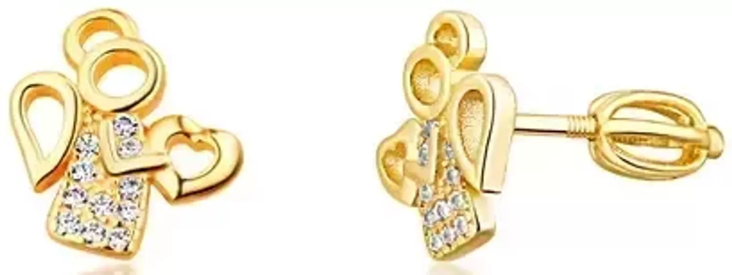 Srebrne pozłacane kolczyki Aniołki z cyrkoniami - SVLE0630XH2GOSR.webp