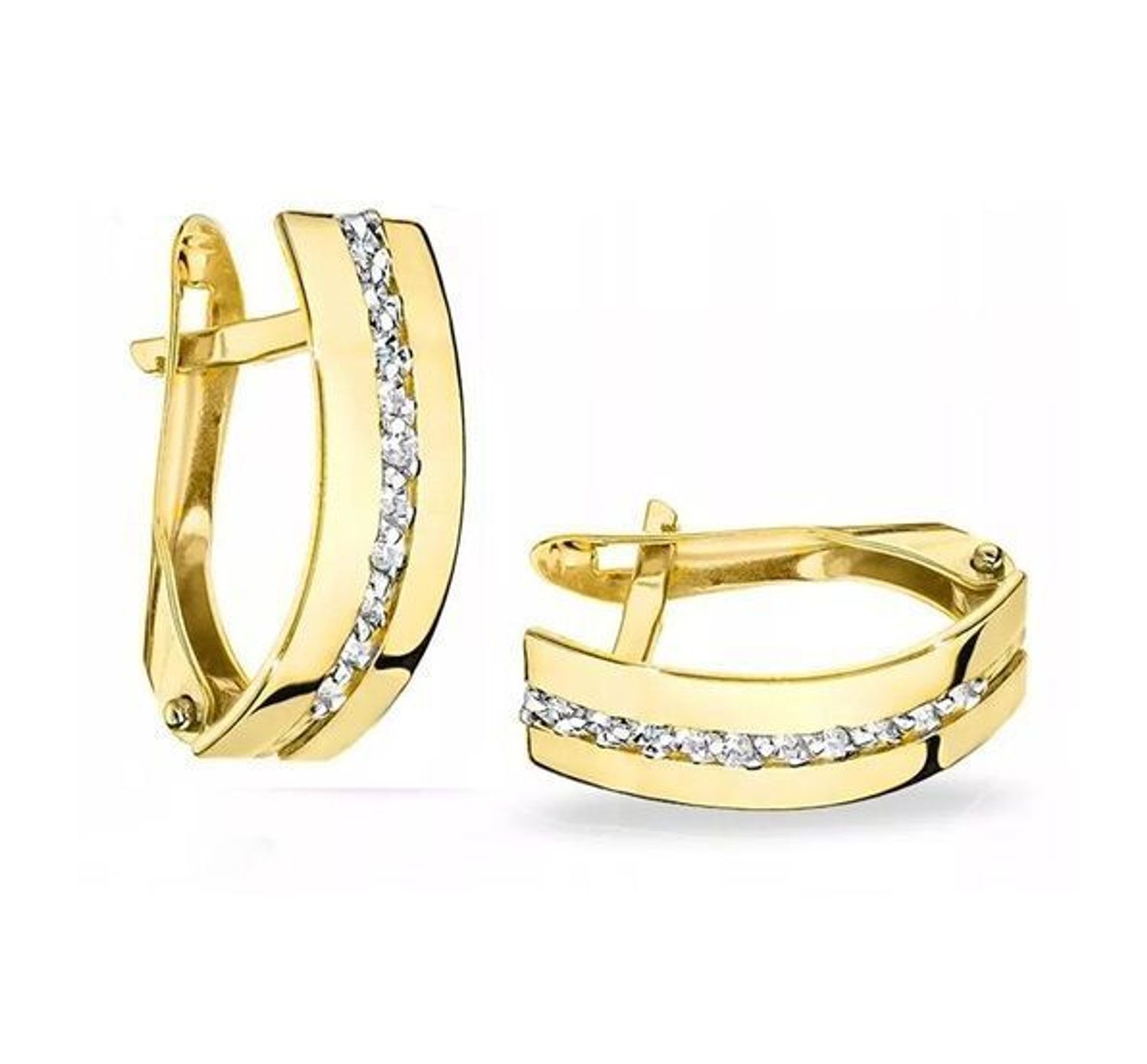 Srebrne kolczyki pozłacane z rzędem cyrkonii przez środek SVLE0649XH2GO00. Srebrne kolczyki pozłacane wykonane z najwyższej jakości srebra próby 925 w kształcie koła.jpg