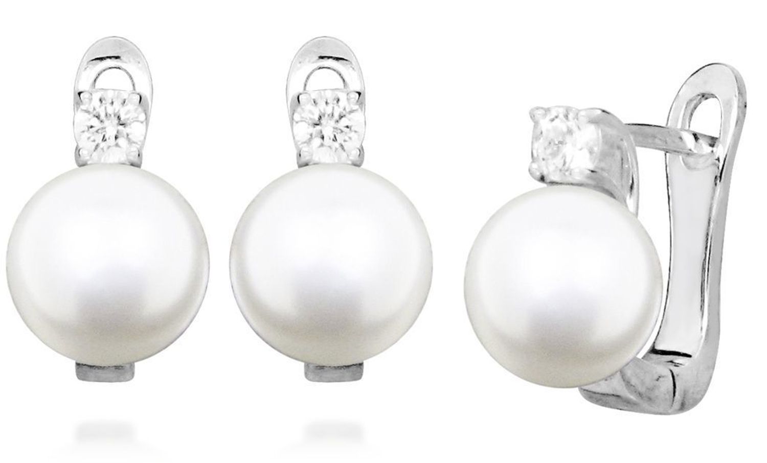 Sparkle4c_Jewelryページ Kolczyki srebrne damskie 925 Perła i cyrkonia angielskie