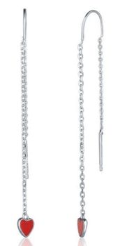 Kolczyki wiszące przeciągane przez ucho z sercem czerwoną emalią JVD SVLE0725S75CE00.jpg