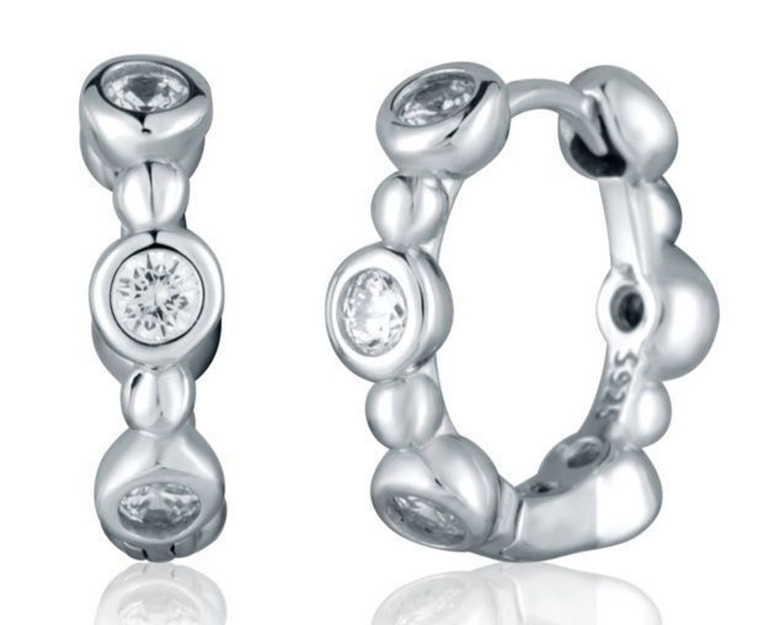 Kolczyki koła 5 cyrkonii srebrne  Srebro 925.jpg