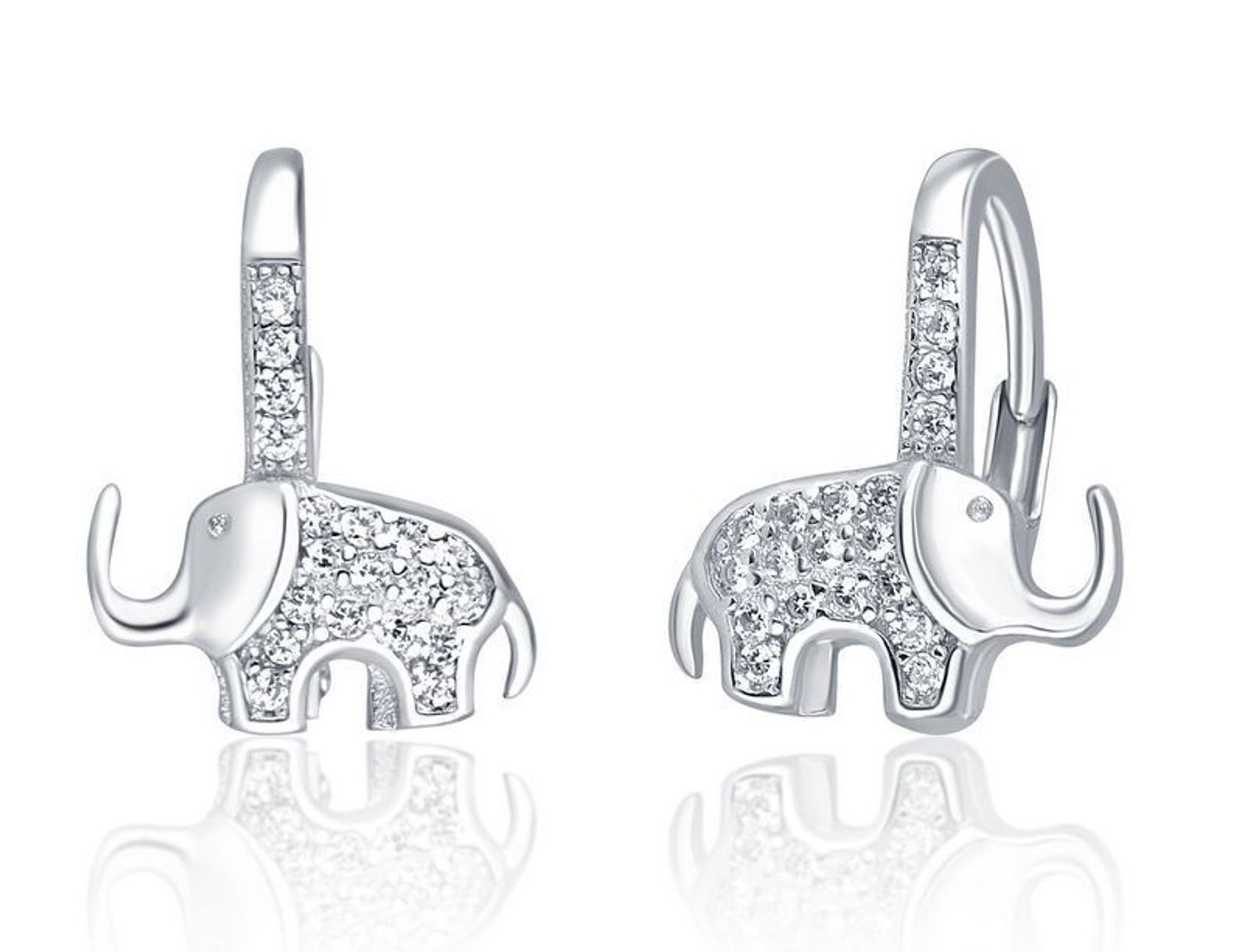 Srebrne kolczyki słoniki z cyrkonią SVLE0762XF6BI00.  Srebrne słoniki  wysadzane białymi cyrkoniami. Kolczyki zostały wykonane z najwyższej jakości srebra próby 925.  Kolczyki z wygodnym zapięciem na bigiel. Idealne na prezent..JPG