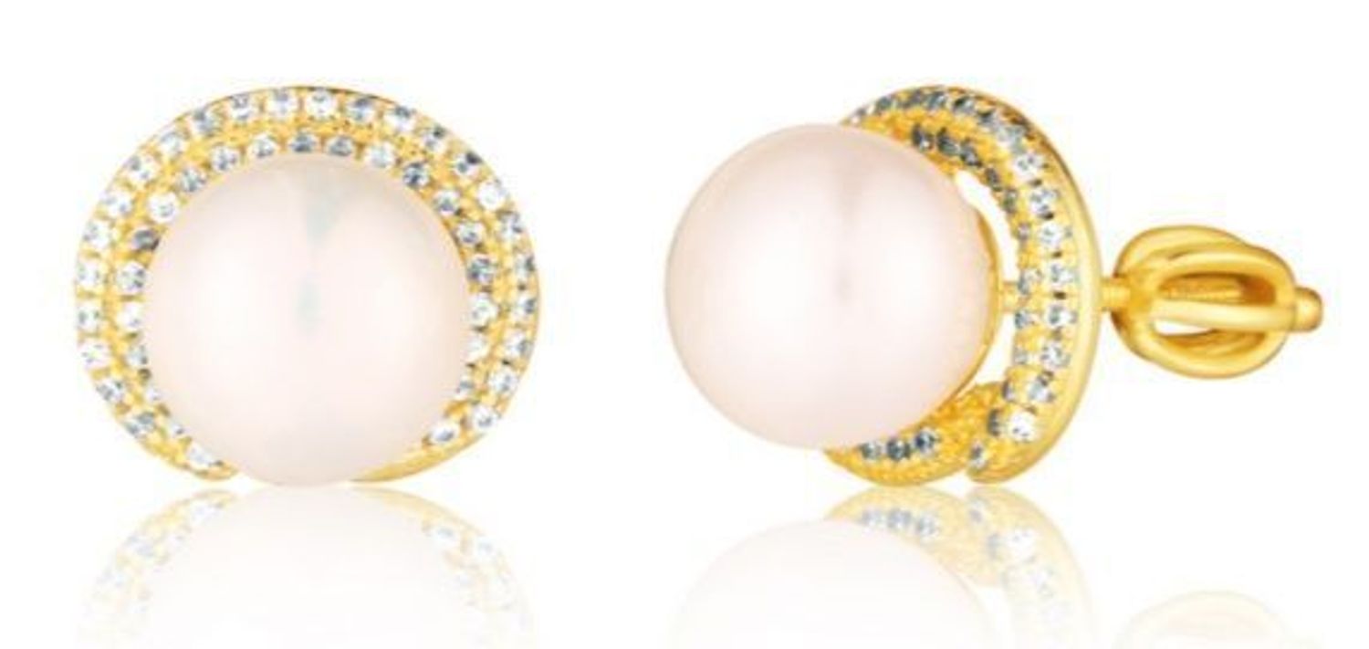 Kolczyki srebrne pozłacane wkrętki perła z cyrkoniami.jpg