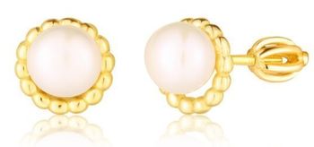 Kolczyki wkrętki perełki pozłacane srebro  Srebro 925.jpg