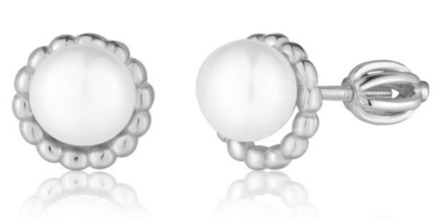 Kolczyki srebrne rodowane z perłą, kółkiem z kuleczkami JVD SVLE0814SH2P1SR.jpg
