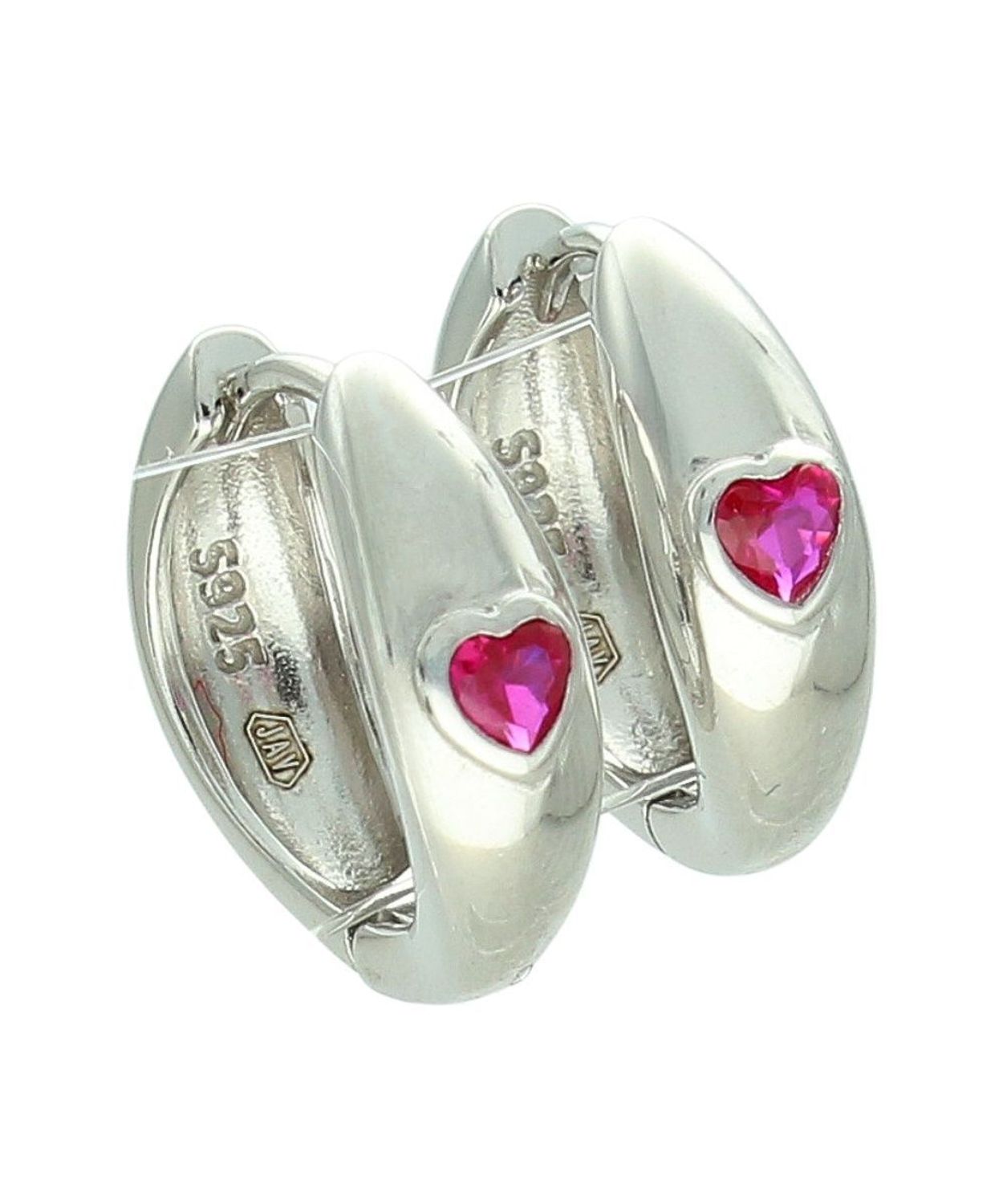 Kolczyki srebrne rodowane z różowym serduszkiem zapięcie angielskie.jpg