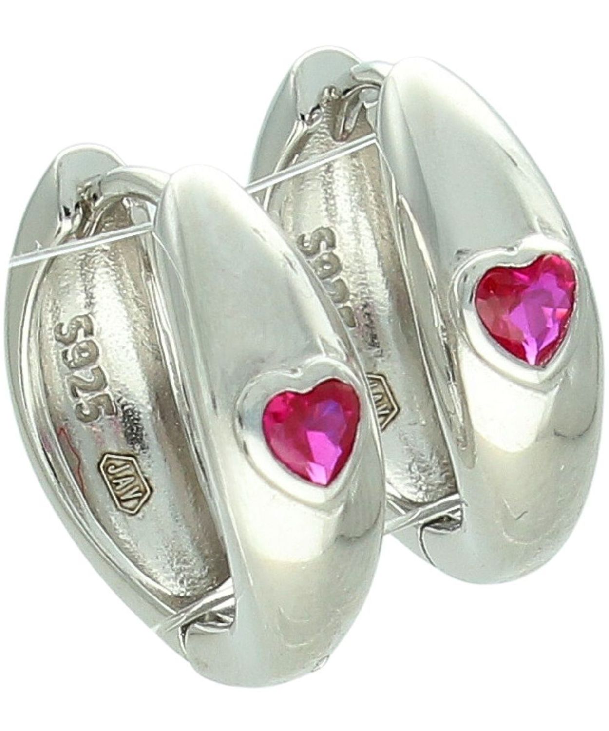 Kolczyki srebrne rodowane z różowym serduszkiem zapięcie angielskie.jpg