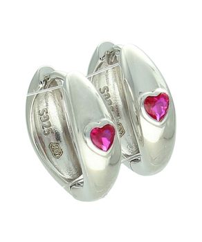 Kolczyki srebrne rodowane z różowym serduszkiem zapięcie angielskie Ag.jpg