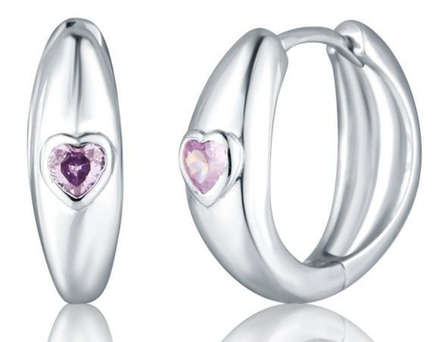 Kolczyki srebrne kółka z fioletowym sercem rodowane JVD SVLE0848SH2F100.jpg