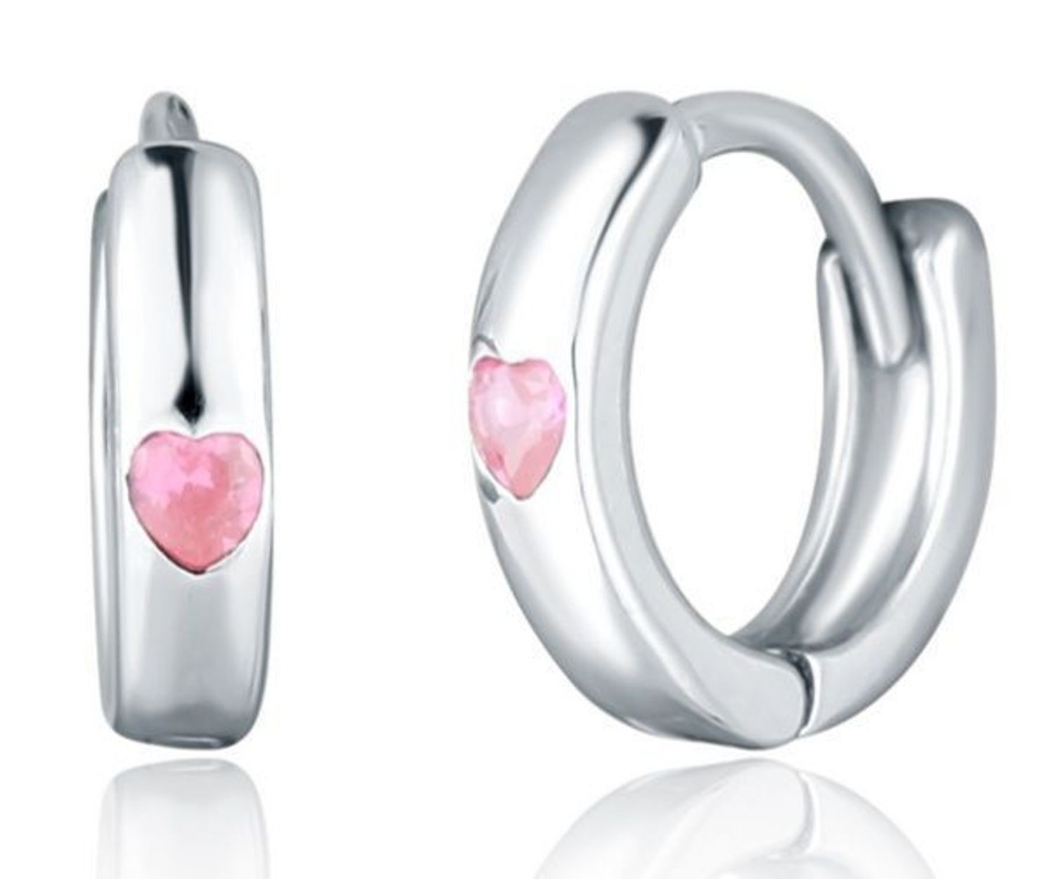 Kolczyki koła serce różowa cyrkonia srebrne  Srebro 925.jpg