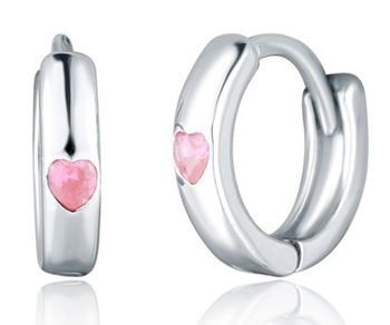 Kolczyki koła serce różowa cyrkonia srebrne  Srebro 925.jpg