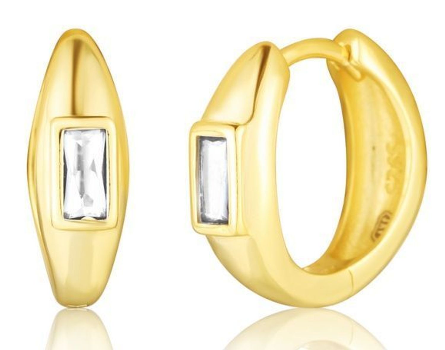 Kolczyki koła prostokątna cyrkonia pozłacane srebro  925.jpg