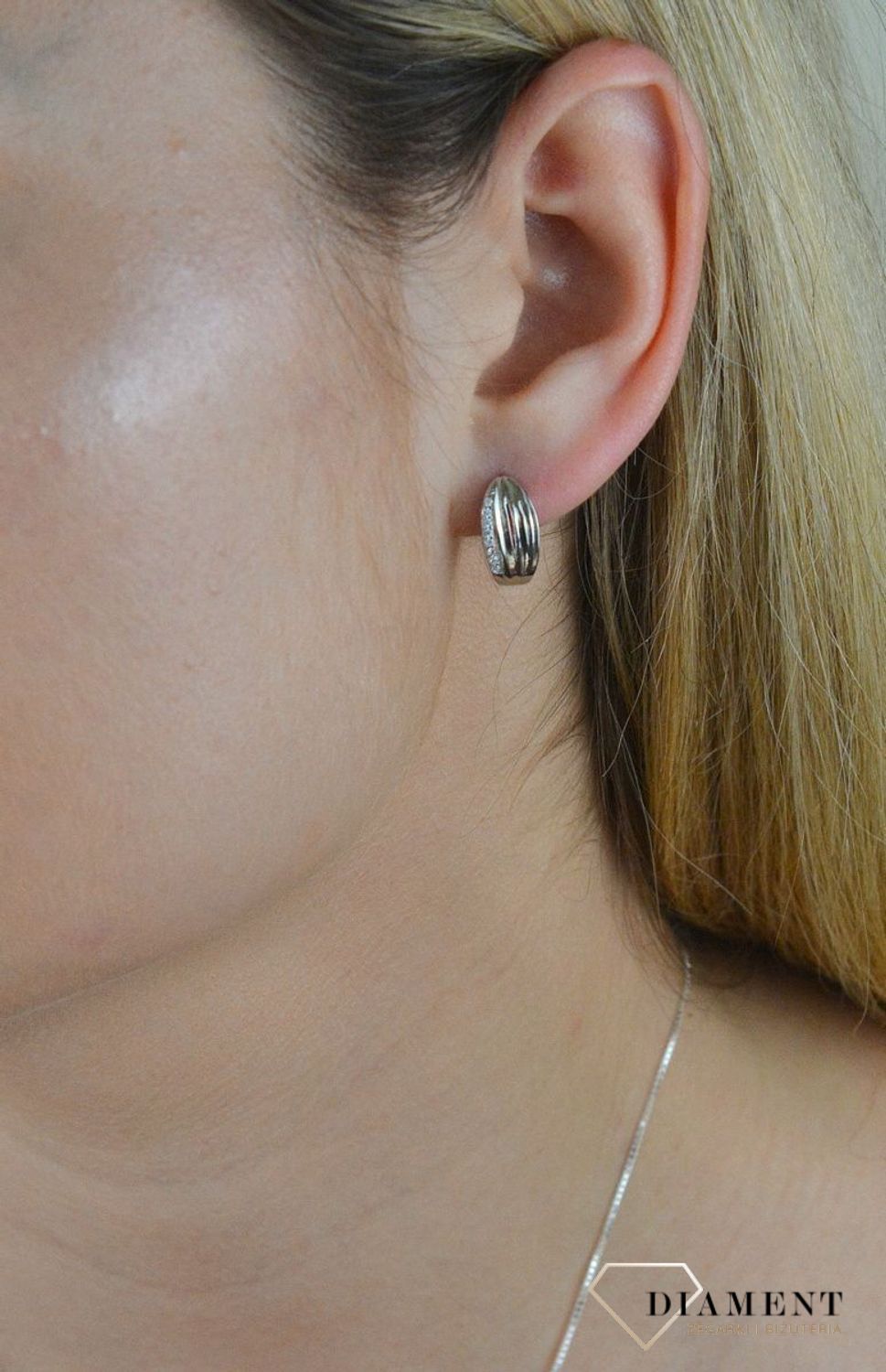 Srebrne kolczyki 925 ozdobione cyrkonią SVLE1249XH2BI00. Kolczyki srebro 925. Zapięcie angielskie typu lira. Na prezent. Klasyczne kolczyki. Delikatne kolczyki..jpg