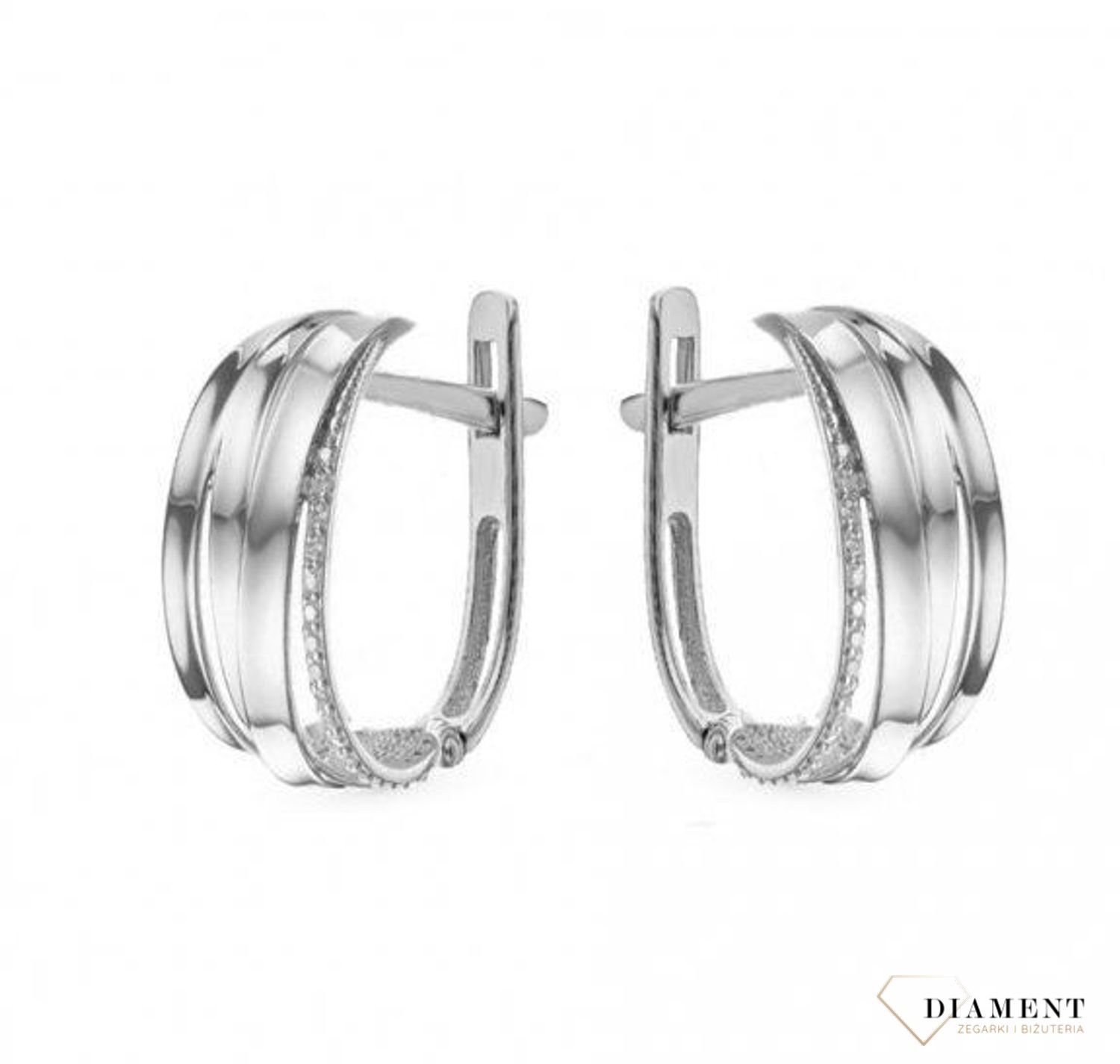 Srebrne kolczyki 925 ozdobione cyrkonią SVLE1249XH2BI00. Kolczyki srebro 925. Zapięcie angielskie typu lira. Na prezent. Klasyczne kolczyki. Delikatne kolczyki..jpg