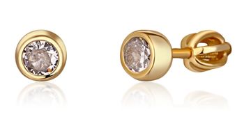 Srebrne pozłacane kolczyki wkrętki z cyrkonią 7 mm SVLE1517XH2GO07  Eleganckie kolczyki damskie 925  sr.jpg
