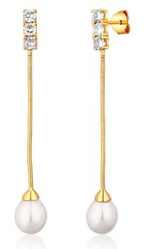 Kolczyki pozłacane długie z perełkami i trzema cyrkoniami.jpg