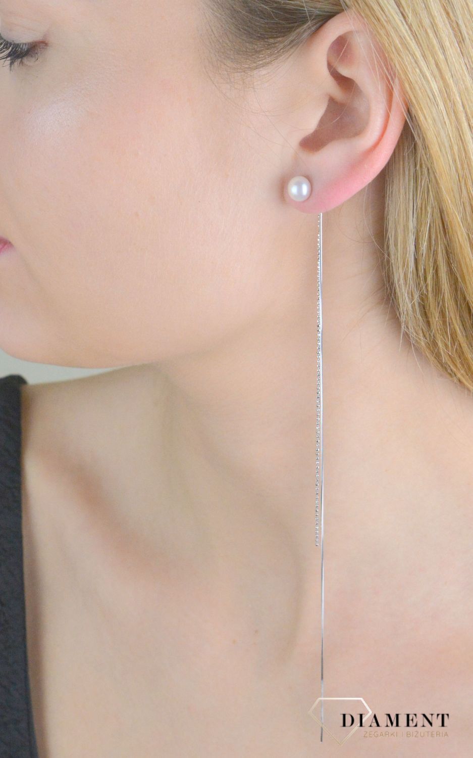 Kolczyki srebrne damskie bardzo długie łańcuszki z perłą SVLE1583XD2P100. Srebrne kolczyki damskie. Kolczyki srebrne z perłą. Kolczyki srebrne wieczorowe długie. Wiszące kolczyki srebrne z perłą. Kolczyki srebrne wiszące z perłą na prezent..jpg