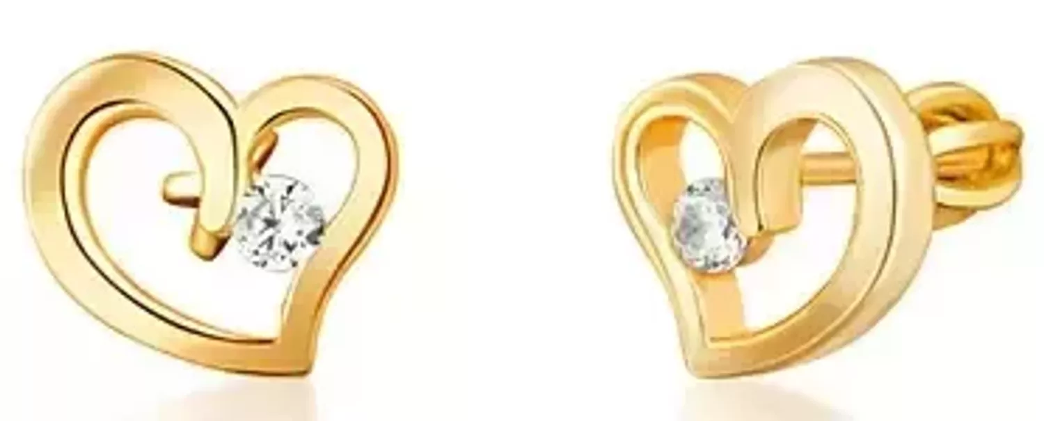 Srebrne pozłacane kolczyki w kształcie serca z cyrkonią - SVLE1612XH2GOSR.webp