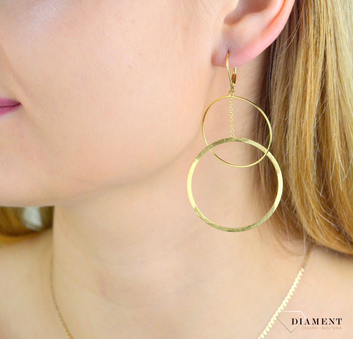 Kolczyki srebrne damskie efektowne podwójne koła pokryte złotem SVLE1636X61GO00.jpg