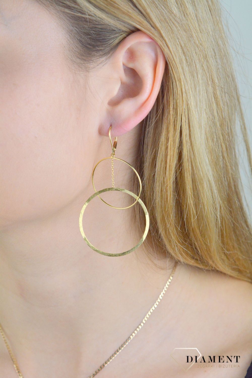 Kolczyki srebrne damskie efektowne podwójne koła pokryte złotem SVLE1636X61GO00.jpg
