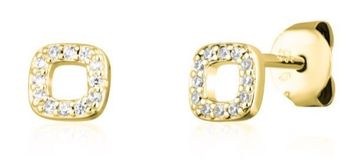 Kolczyki kwadrat cyrkonie pozłacane srebro  Srebro 925.jpg