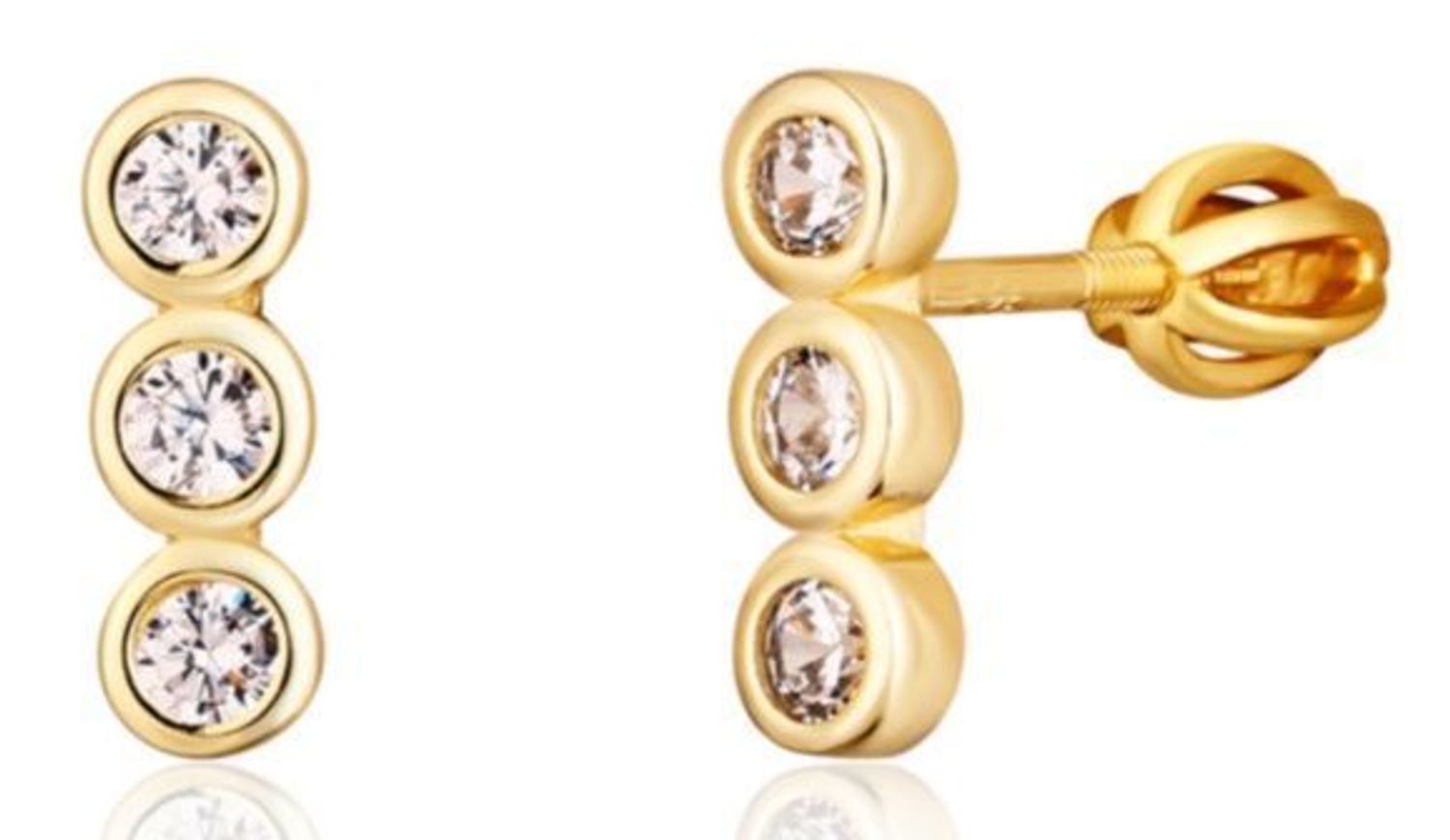 Kolczyki potrójna cyrkonia pozłacane  Srebro 925.jpg