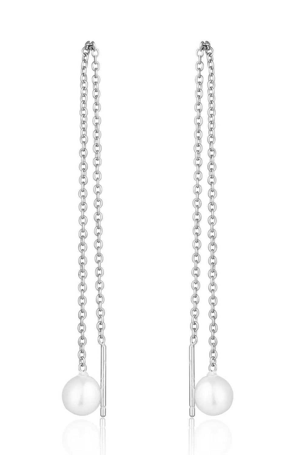 Srebrne kolczyki damskie 925 perełki przeciągane SVLE1838X75P100.  Srebrne kolczyki ozdobione białą perłą. Idealny prezent dla każdej kobiety. Wygodne srebrne kolczyki bez zapięcia, przekładane przez ucho..jpg