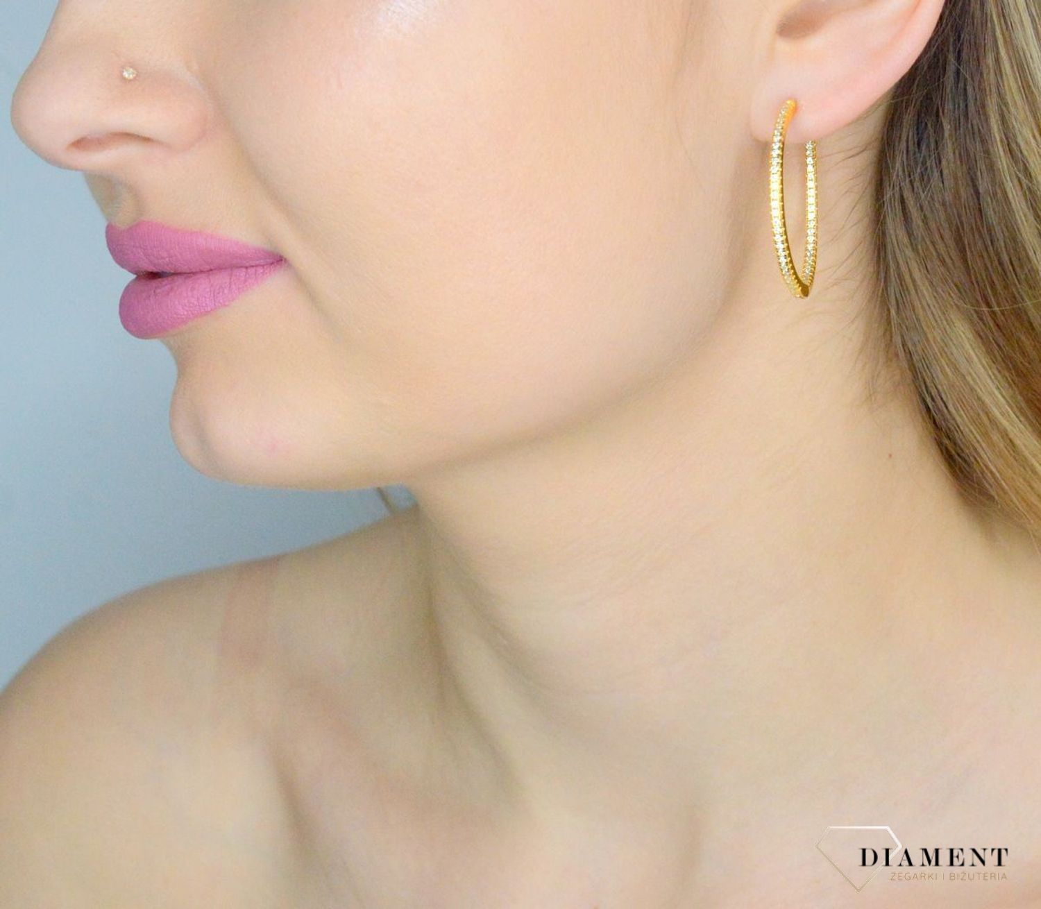 Srebrne kolczyki damskie 925 pozłacane koła z cyrkoniami SVLE1924XJ5GO00.jpg