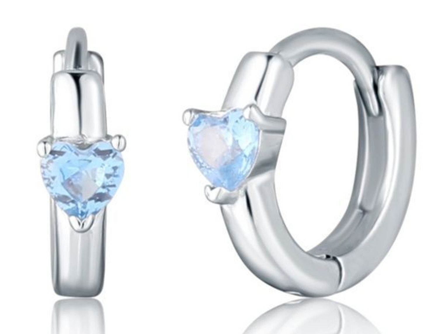 Kolczyki koła serce niebieska cyrkonia srebrne  Srebro 925.jpg