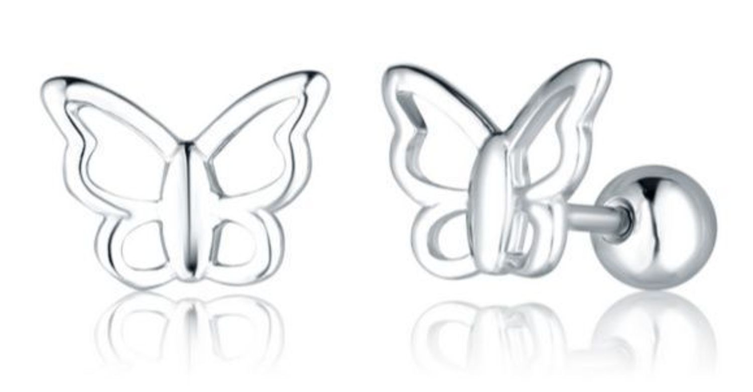 Kolczyki motyl srebrne wkrętki  Srebro 925.jpg