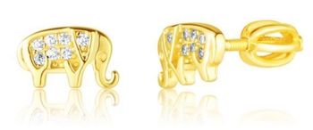 Kolczyki srebrne pozłacane zakręcane ze słoniem i cyrkoniami.jpg