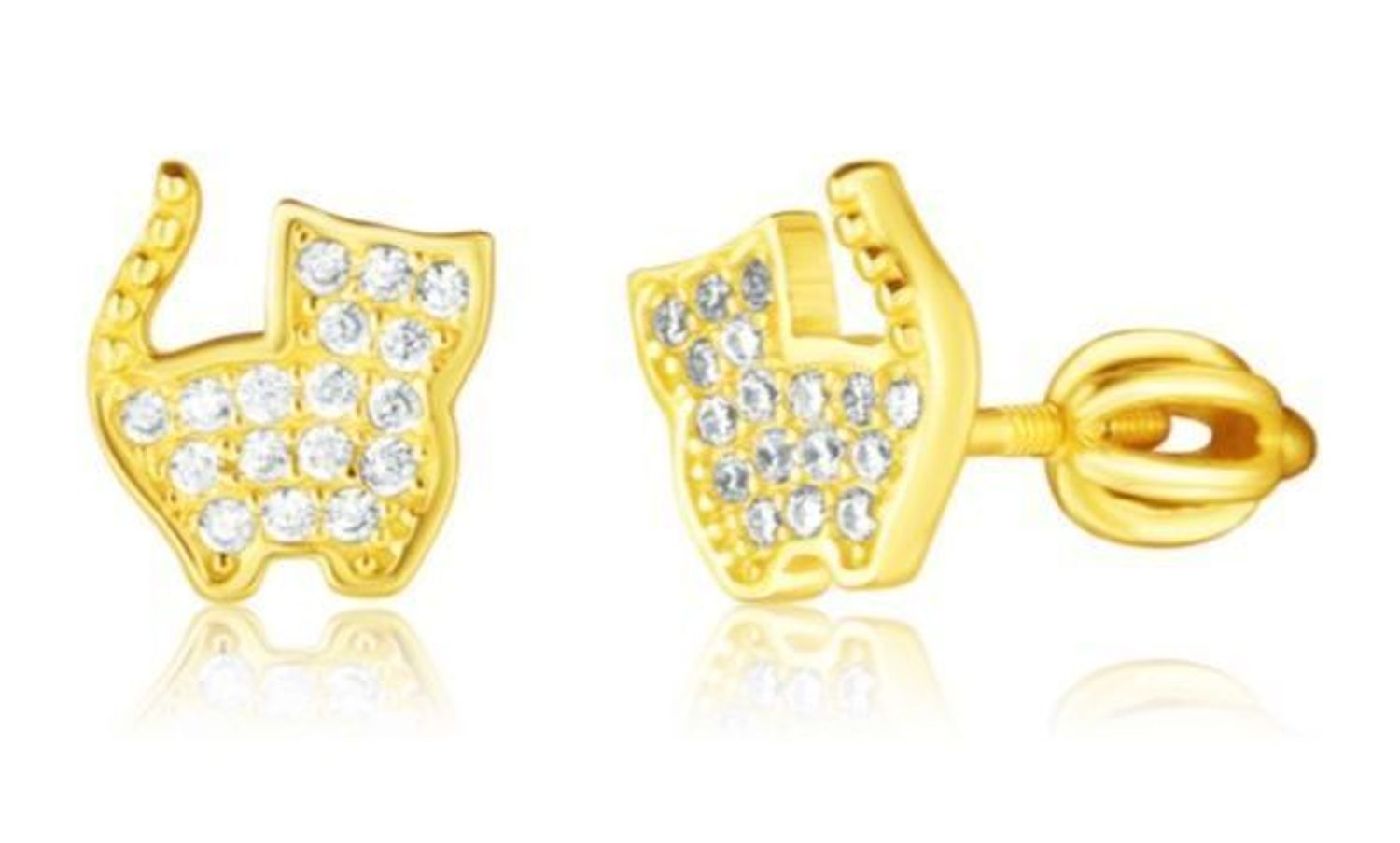 Kolczyki pozłacane kotki z cyrkoniami sztyft JVD SVLE3208XH2GOSR.jpg