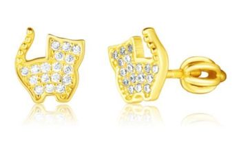 Kolczyki pozłacane kotki z cyrkoniami sztyft JVD SVLE3208XH2GOSR.jpg