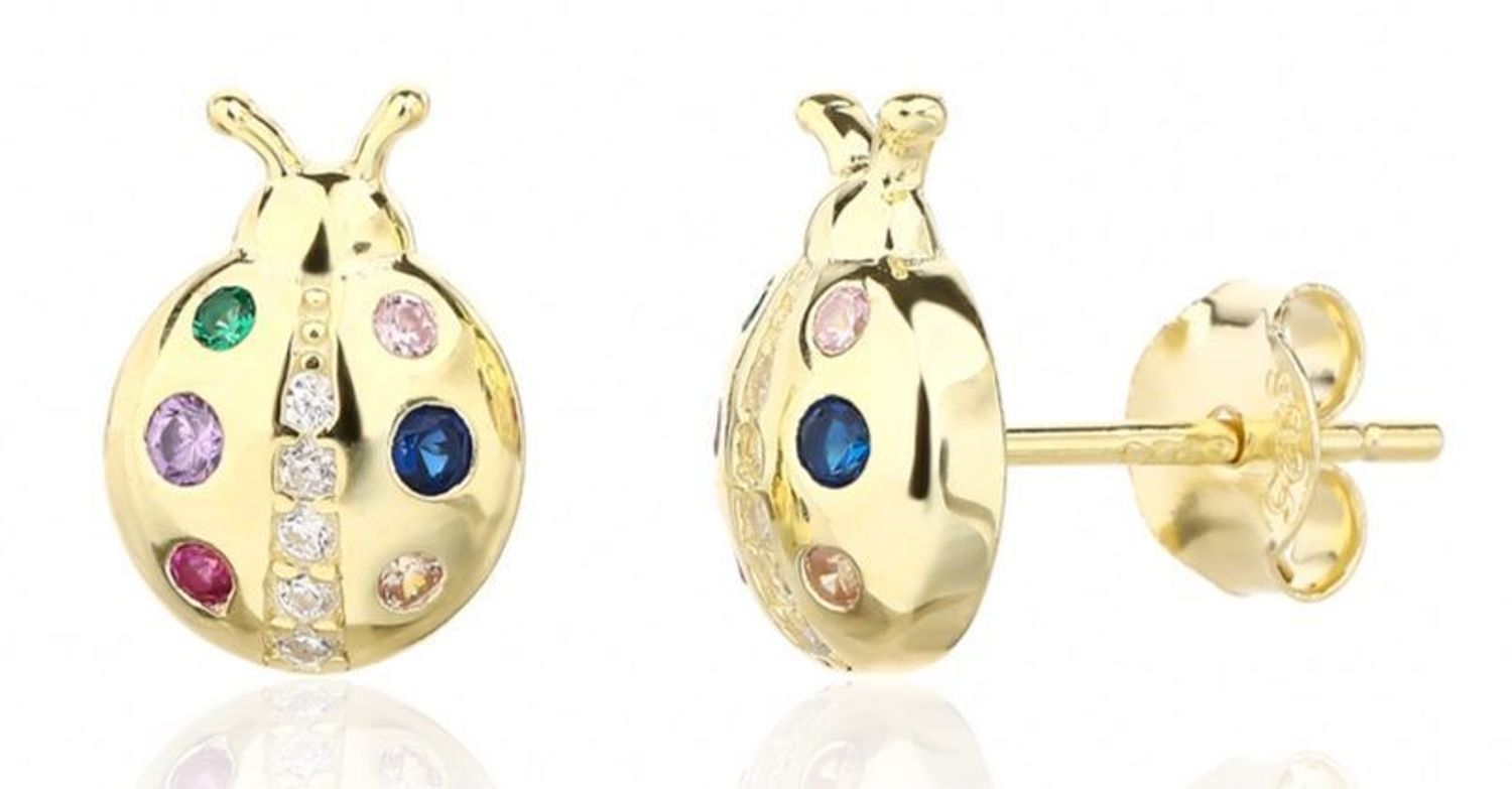 Kolczyki pozłacane biedronki z cyrkoniami sztyft JVD SVLE3347XJ6GO00.jpg