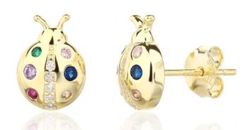 Kolczyki pozłacane biedronki z cyrkoniami sztyft JVD SVLE3347XJ6GO00.jpg