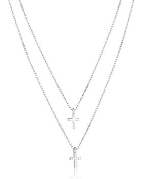 Naszyjnik srebrny 925 - podwójny z krzyżykami, cyrkoniami SVLN0503X61BI45.jpg