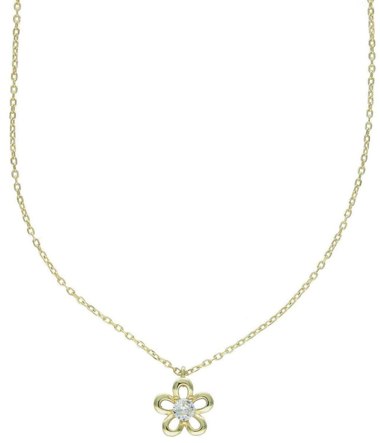 Naszyjnik srebrny pozłacany kwiatek, SVLN0554SH2GO 925. subtelny naszyjnik wykonany ze srebra pozłacanego. Delikatny łańcuszek pozłacany na prezent dla kobiety.1.jpg