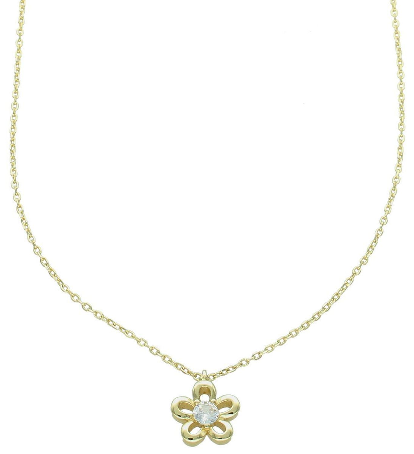 Naszyjnik srebrny pozłacany kwiatek, SVLN0554SH2GO 925. subtelny naszyjnik wykonany ze srebra pozłacanego. Delikatny łańcuszek pozłacany na prezent dla kobiety.1.jpg
