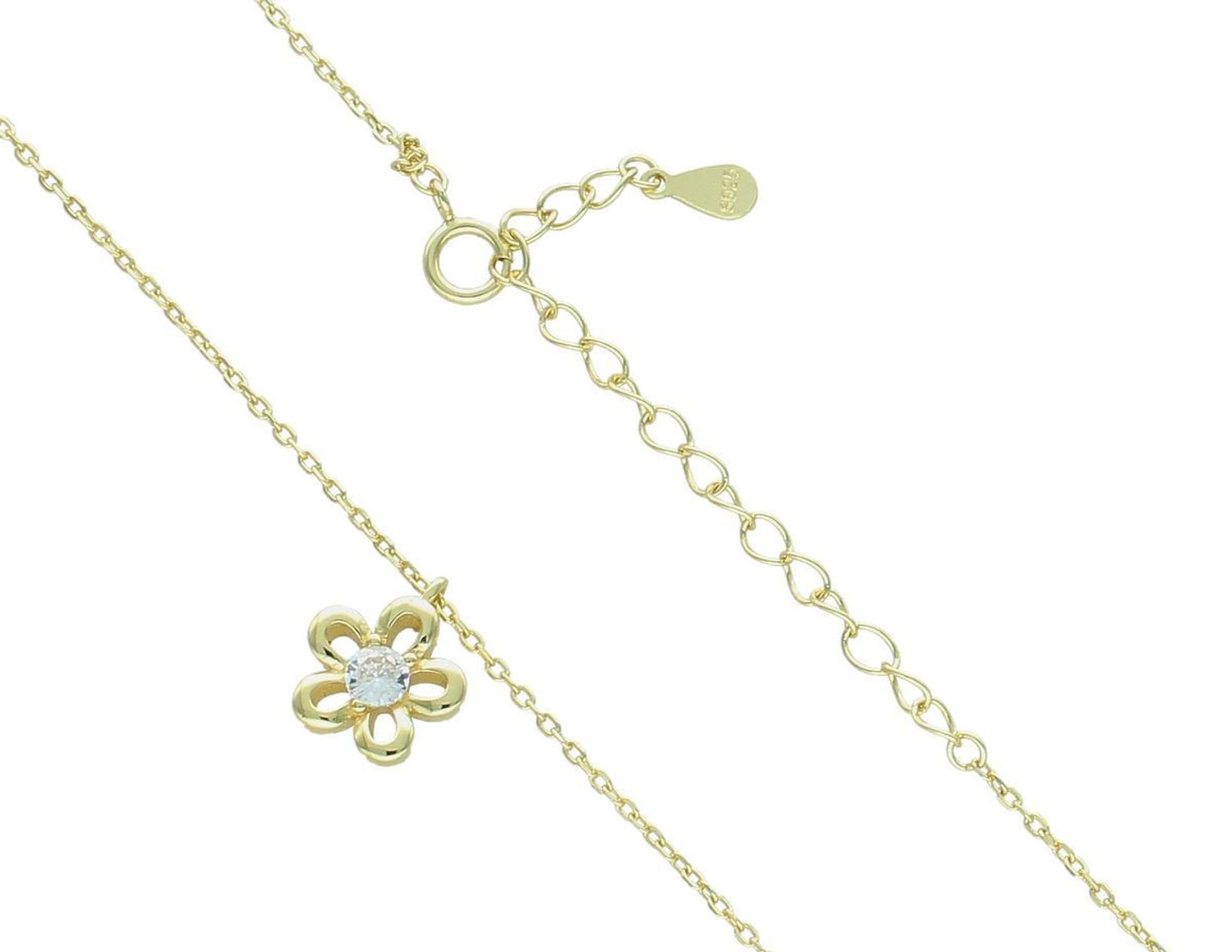 Naszyjnik srebrny pozłacany kwiatek, SVLN0554SH2GO 925. subtelny naszyjnik wykonany ze srebra pozłacanego. Delikatny łańcuszek pozłacany na prezent dla kobiety.1.jpg