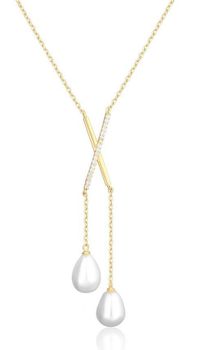 Pozłacany Naszyjnik Celebrytka X z Perłami i Cyrkonią – Srebro 925.jpg