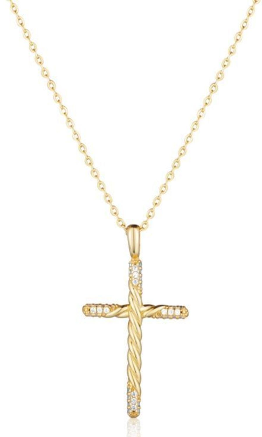 Pozłacany naszyjnik z krzyżykiem i cyrkoniami 45 cm SVLN0564XK5GO45.jpg