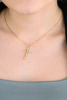 Pozłacany naszyjnik z krzyżykiem i cyrkoniami 45 cm srebro 925 ✝️✨ (1).jpg