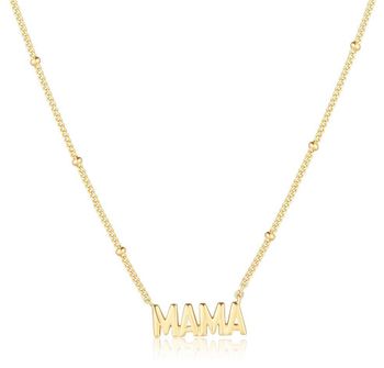 Pozłacany Naszyjnik Celebrytka MAMA – Srebro 925, Złoty Kolor.jpg