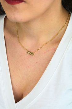 Pozłacany Naszyjnik Celebrytka MAMA – Srebro 925, Złoty, Regulowany 45+5 cm (1).jpg