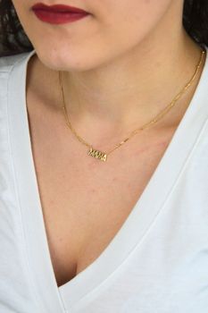 Pozłacany Naszyjnik Celebrytka MAMA – Srebro 925, Złoty, Regulowany 45+5 cm (3).jpg