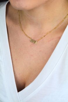 Pozłacany Naszyjnik Celebrytka MAMA – Srebro 925, Złoty, Regulowany 45+5 cm (4).jpg