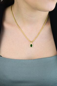 Pozłacana zawieszka JVD 925 z zieloną cyrkonią – elegancka zawieszka srebrna (2).jpg
