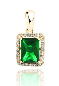 Pozłacana zawieszka JVD SVLP0478SH2GZ00 – srebro 925 z zieloną i białą cyrkonią.jpg
